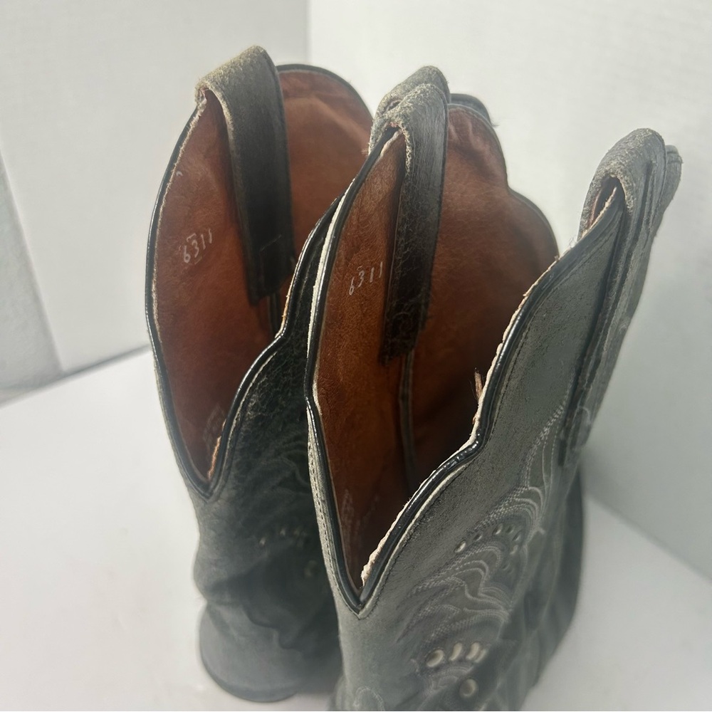 VTG Dan Post Western Country Cowgirl Women's Leather Studded Gray  Western Boots - Picture 6 of 8